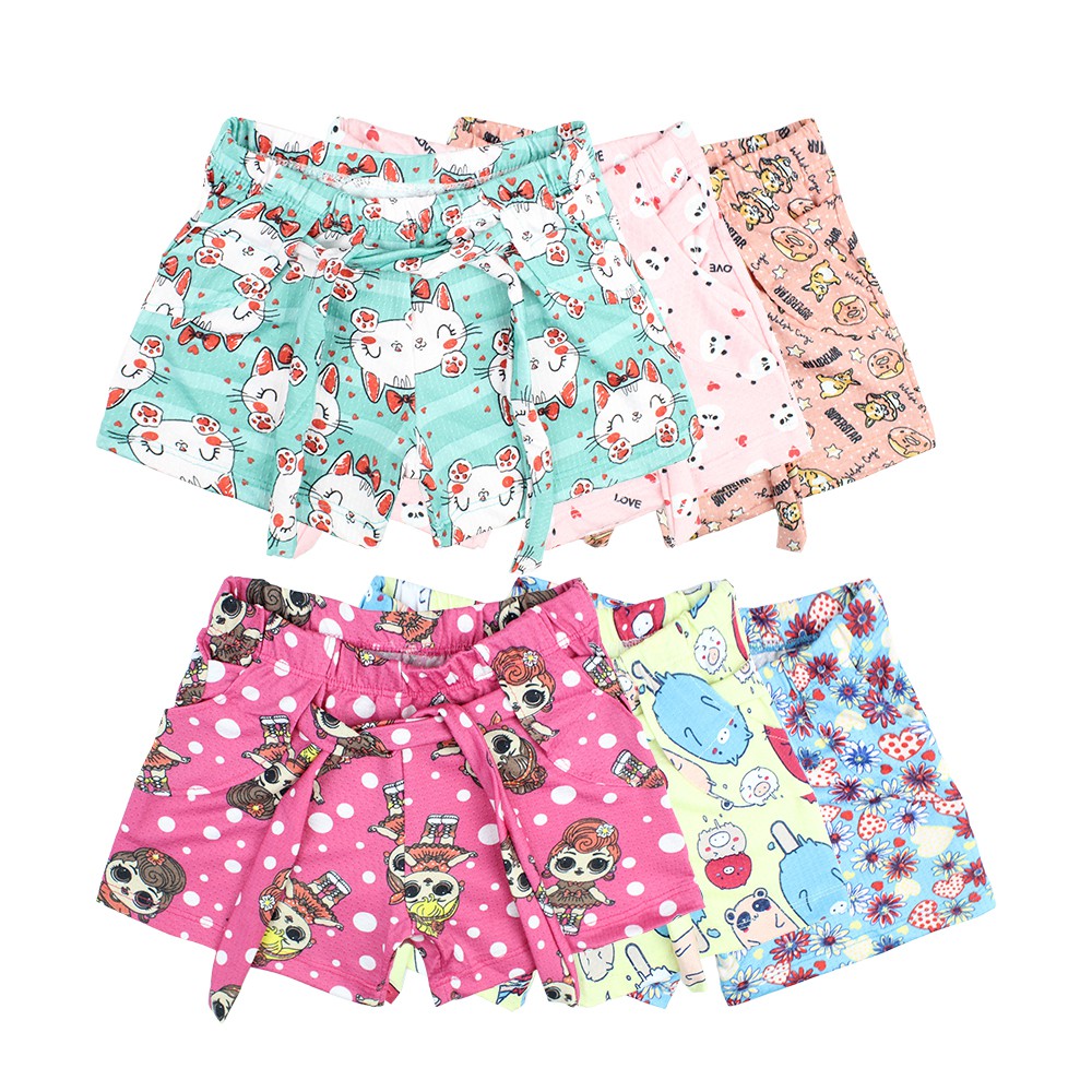 KIT 2 Short infantil feminino de menina estampado confortável soltinho e leve verão