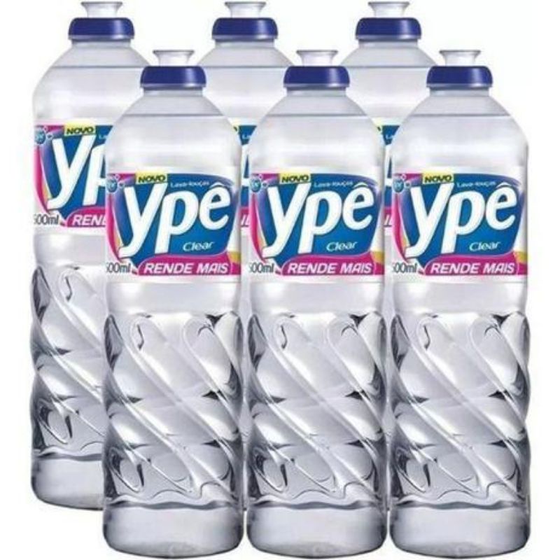kit 6 Detergente Ypê 500ml Clear ou neutro - Ype