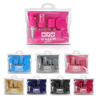 Kit de Frascos para Viagem com 7 peças Porta Shampoo Creme