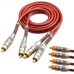 Cabo RCA 1 Metro Dupla Blindagem 1m 5mm Vermelho Cobre Plug Metal - Svart Techone