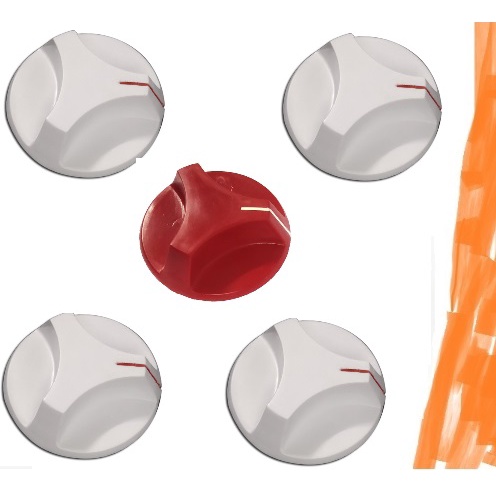 Botão Manípulo Para Fogão Dako Dakorama/Vedete Jogo Com 5 Botões Branco E Vermelho