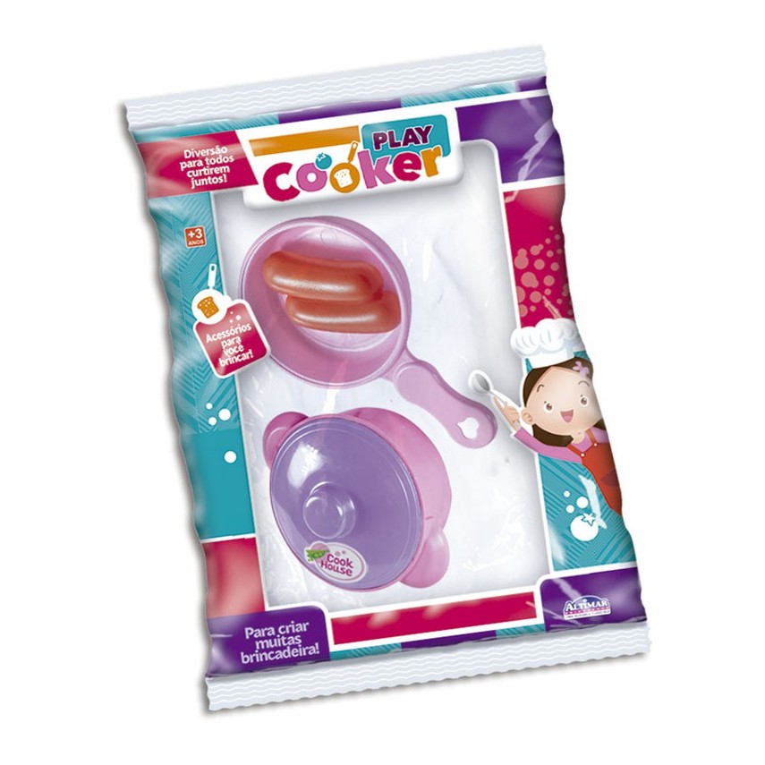 Kit C/ 2 Panelas + Salsicha - Conjunto Com Duas Panelinhas Mas Salsicha Play Cooker Altimar