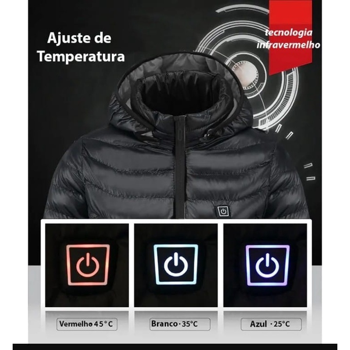 Jaqueta com Aquecimento Elétrico USB Unissex Puffer | Shopee Brasil