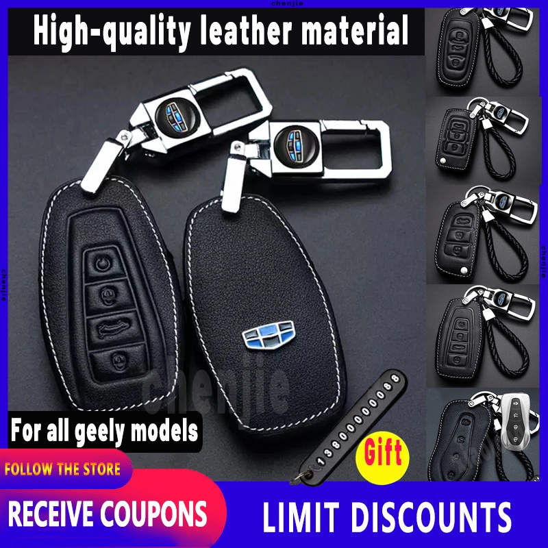 Para Geely Com Logotipo Do Carro Moda Capa De Couro De Alta Qualidade Chave De/Estojo Bolsa Chaveiro Porta-Chaves Proteç