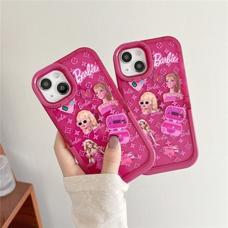 Loiro Barbie Capa Dupla Flexível Popscoket Compatível Para iPhone 14 Pro 13 12 11 Max XR XS TPU Protetora De Telefone Anti-Impacto