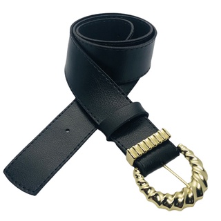 Cinto Feminino Largo Fivela Concha Com Passante Dourado - Analu