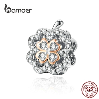 Authentic 925 Sterling Silver Gold Color Lucky Four-Leaf Clover Charms Fit Bracelet & Necklace Dark Green CZ  Jewelry SCC1247