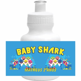15 RÓTULOS ADESIVOS PARA GARRAFA SQUEEZ 300ML BABY SHARK