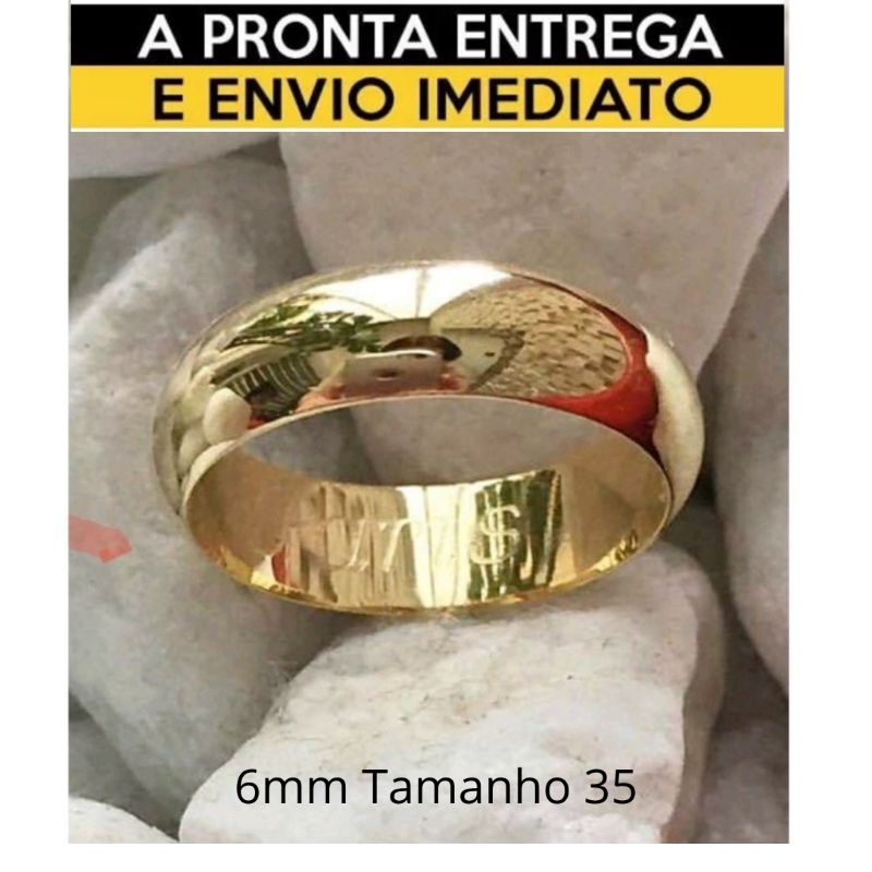 Unidade alianças  Tamanho 35 (1) tradicional 6mm Banhado 18k Moedas Antigas Promoção