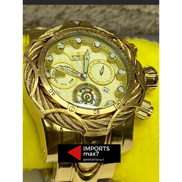 Relógio Masculino Invicta Reserve Venon Dourado Linha Gold C/ Caixa