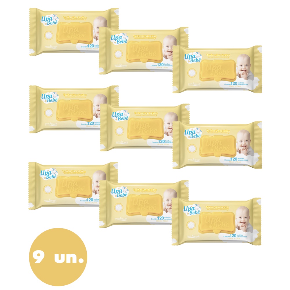 Kit 9 Pacotes Toalhinhas Umedecidas Upa Bebê Lenços Revenda Barato