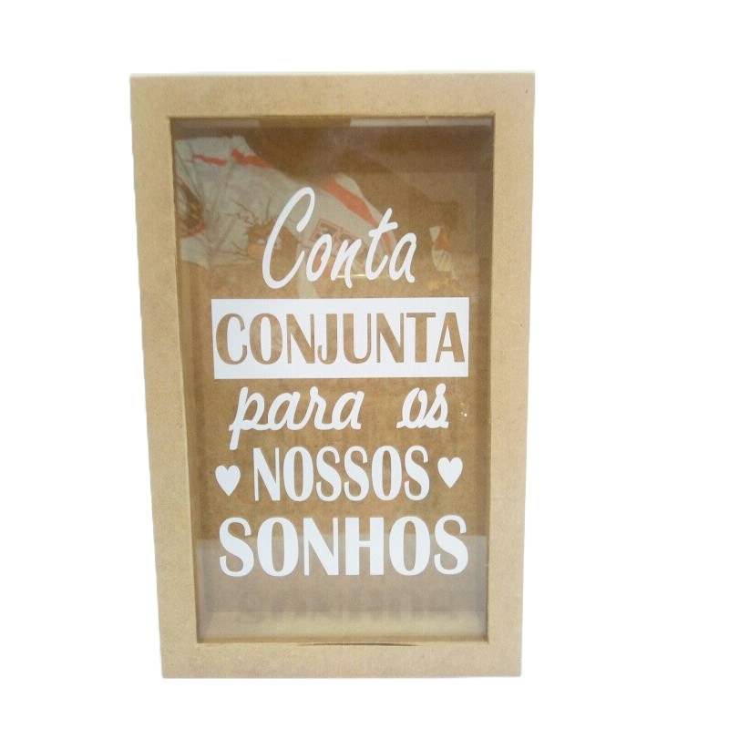 Caixa Quadro Cofre Do Casal Personalizado Conta Conjunta 27x17cm