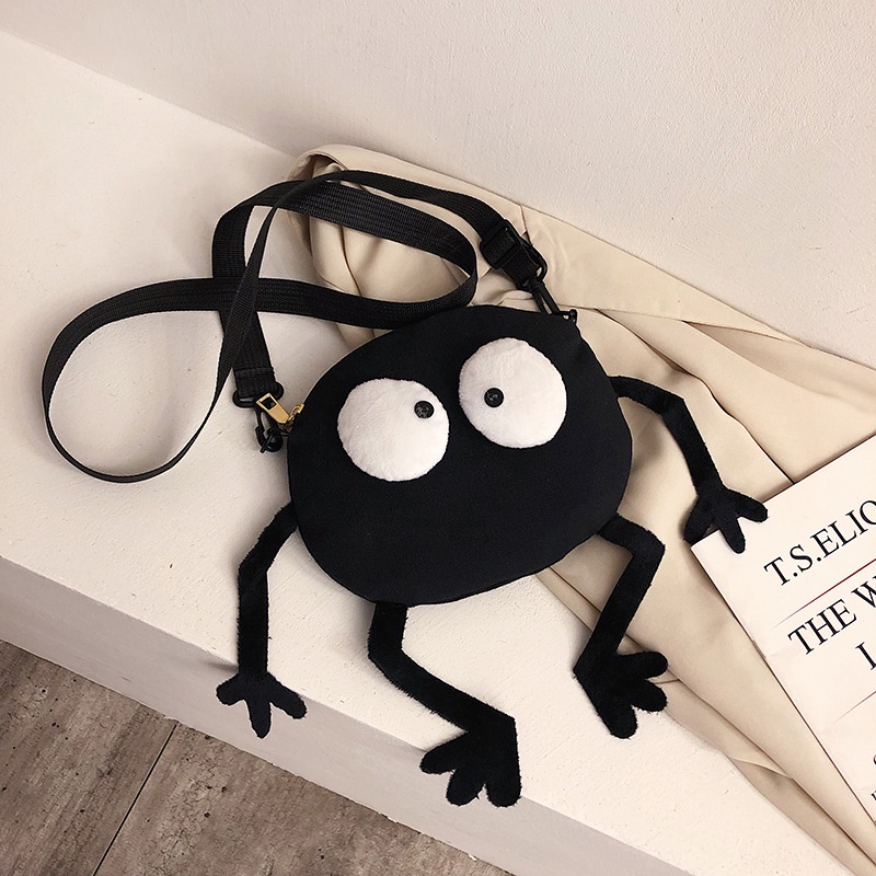 Novo Criativo Selvagem Bolsa De Ombro Moda Feminina Ins Pequeno Preto Briquetes Saco Do Mensageiro Da Lona Feminino Engraçado Bonito Ugly