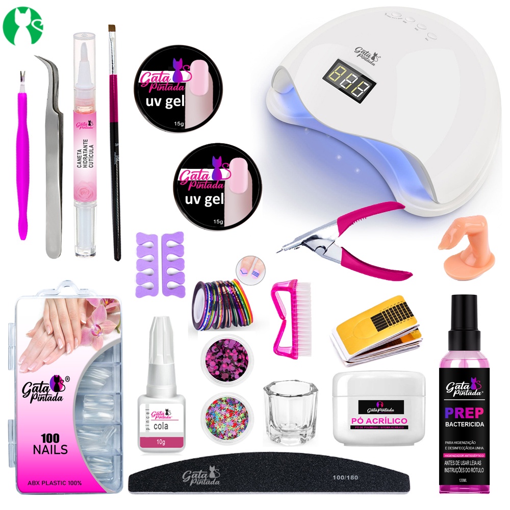 Kit Manicure Unha em Gel com Cabine 48W Alongamento de Unhas ...