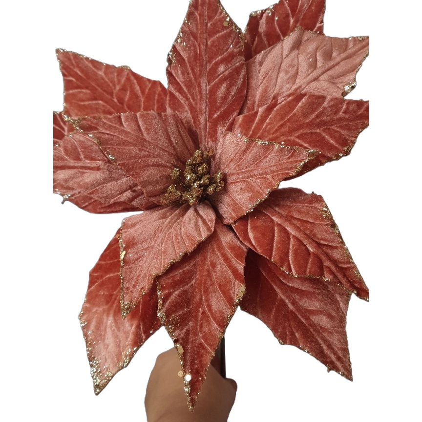 Flor De Natal Bico de Papagaio Veludo Rose 45cm Para Decoração Para  Arranjos Arvore De Natal Guirlanda Natalina Arranjo | Shopee Brasil