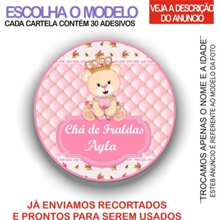 Adesivo Ursinha Princesa - 40 Adesivos/ Rótulos Personalizados 5x5cm -  Latinha ,Lembrancinha em Oferta na Shopee
