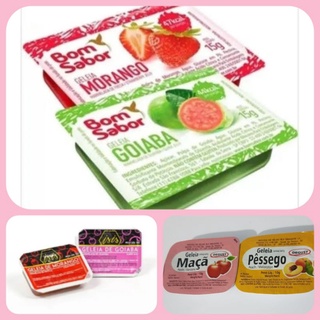 Mni Geleia sachê cx 25 unidades pote blister sortidas mista doce BOM SABOR ISIS DEGUSTDEGUST