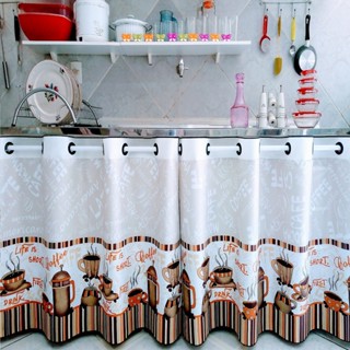 Cortina De Pia Cozinha 2,20mx80cm com  Ilhós  , Garrafa de Café em Oferta na Shopee