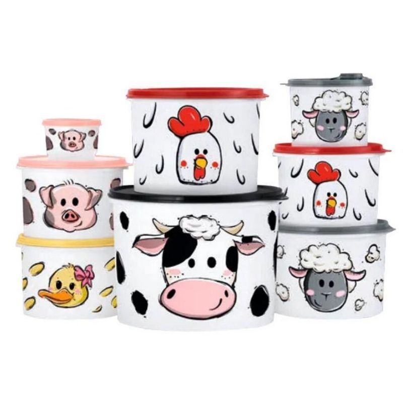 Tupperware Tupper Caixas LINHA FAZENDINHA Fazenda - Animais Linha Farm Porquinho Ovelhinha Galinha Galo Patinho Vaquinha