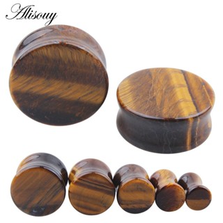 Alisouy 2 Peças Expansores De Ouvido Fantásticos Brincos De Orelha De Alta Qualidade 1 Par Olho De Tigre Pedra Orgânica em Oferta na Shopee