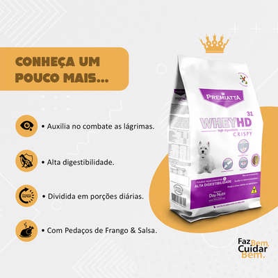 Premiatta Whey HD Crispy 6kg Ração super premium com salsa e Frango desidratado e desfiado