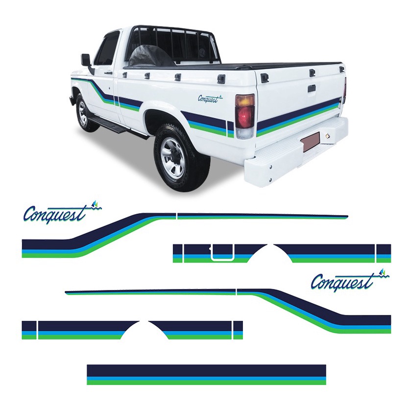 Kit Faixa D20 Conquest 1992 Adesivos Completo Cabine Simples