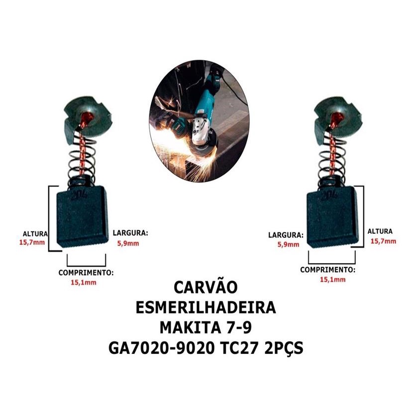 Escova Carvão Esmerilhadeira Makita 7-9 Ga7020-902 Tc27 2pcs - Home & Living