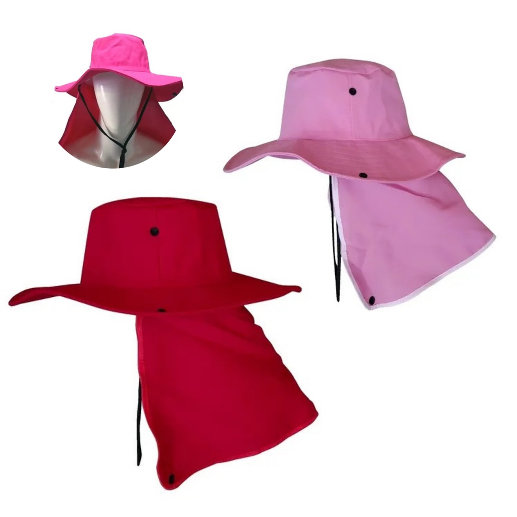 Chapéu De Trilha Pescador Rosa Feminino C/ Proteção Camping Canavieiro Australian Ch08