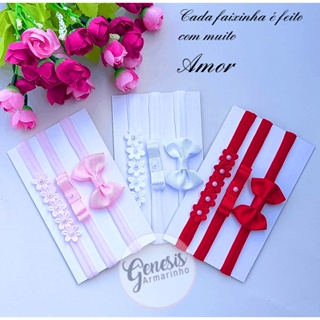 Kit Faixinhas Laço Bebê RN 03 Unidades bêbe em Oferta na Shopee