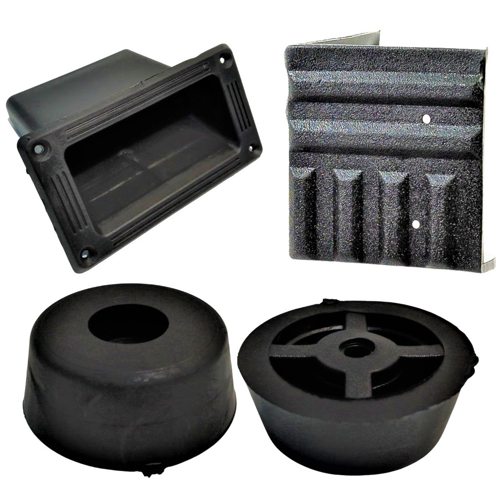 Kit 32 Cantoneiras Pequena Plastico 16 Pezinho Grande Pé Antiderrapante e 8 Alça Desenhada Permak Caixa Som Acustica