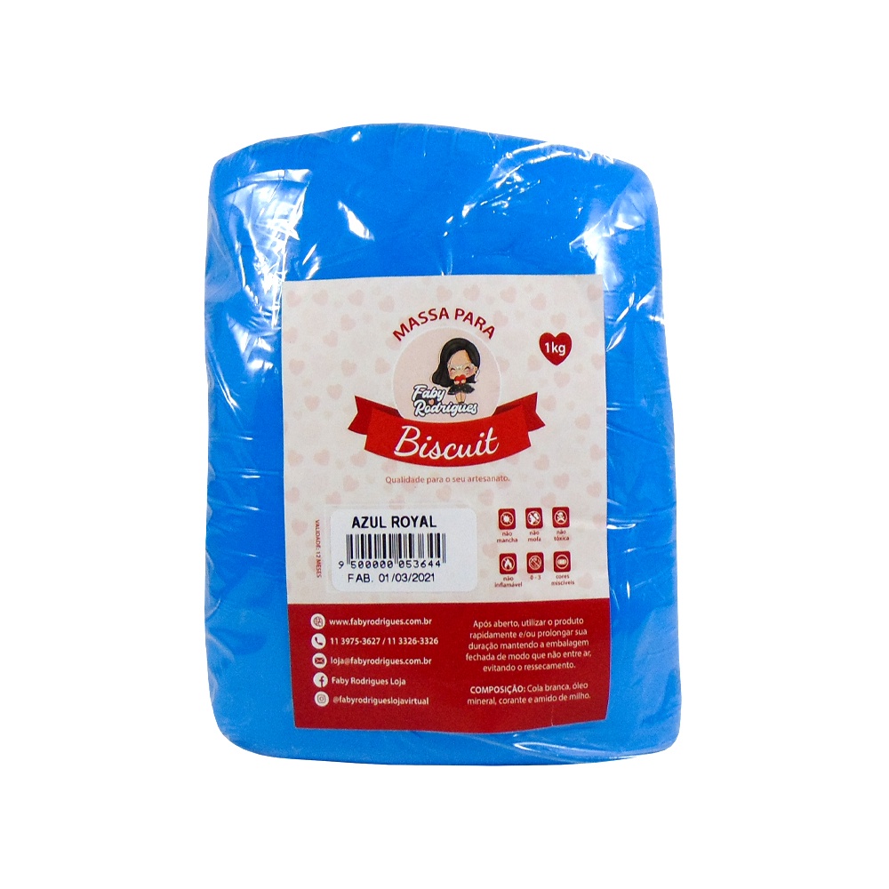 Massa de Biscuit Azul Royal de 1 kg - Faby Rodrigues