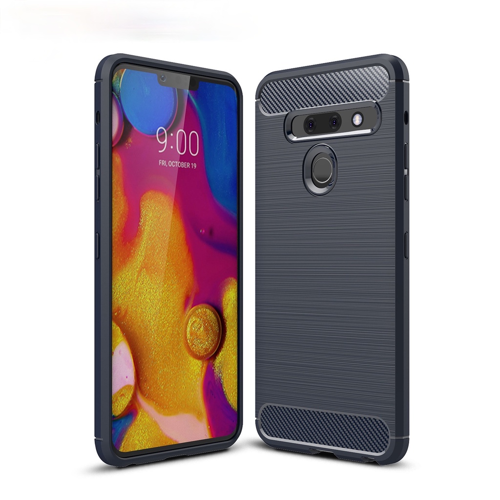 Capa de fibra de carbono para LG G8s ThinQ G8 X G7 Plus G6 Capa traseira de silicone macio de luxo para LG Velvet