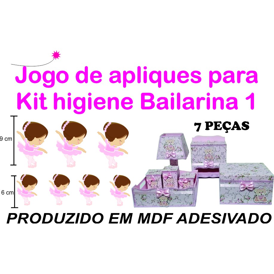 Aplique Para Kit Higiene Bailarina 1 Em Mdf Adesivado