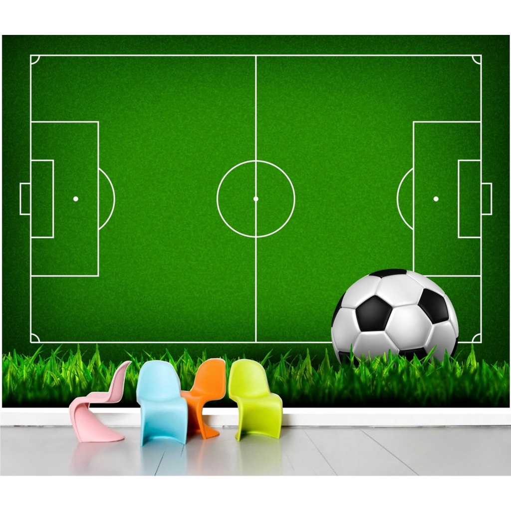 Adesivo Painel Futebol Infantil Time Quarto Papel De Parede Menino Jogo Futebol Bola Campo M07
