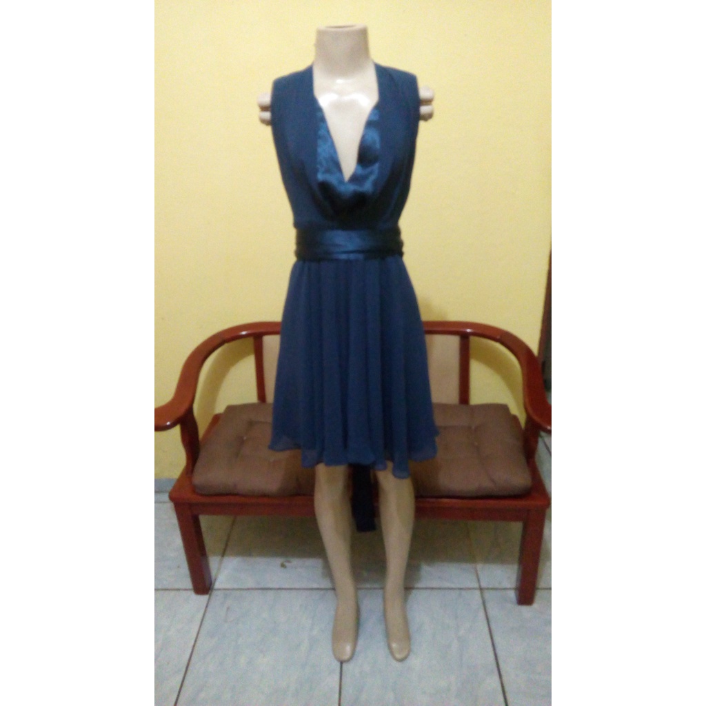Vestido de festa azul  com alça - Festa Formatura Madrinha Casamento Blogueiras-elegante/casamento civil cartório batizado chá de bebê