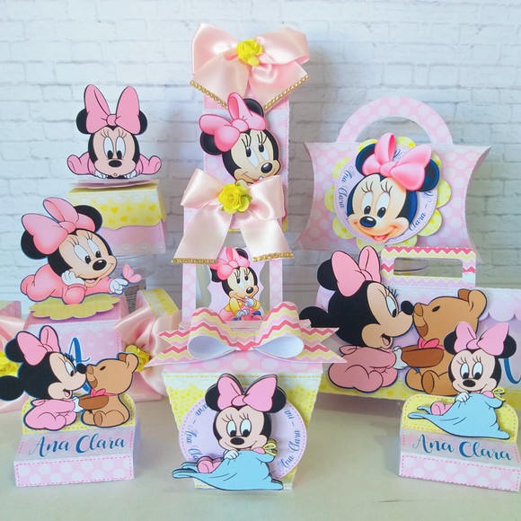 kit festa infantil lembrancinha para aniversário Caixinhas Personalizadas Minnie Baby