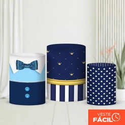 Trio Capas Cilindros Urso Realeza Veste Fácil em Tecido com Elástico para Festas