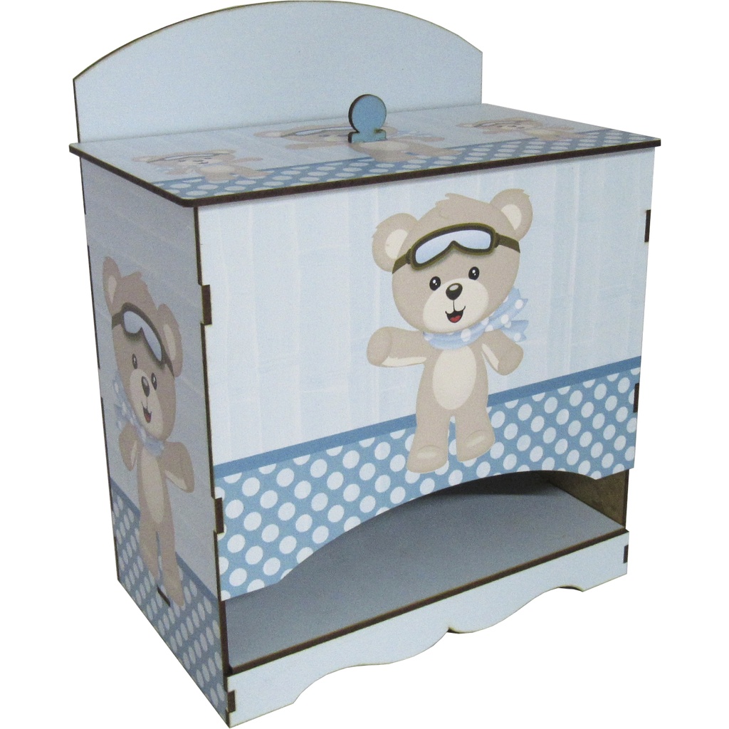 Porta Fralda Decoração Quarto Urso Azul Mdf em Oferta na Shopee