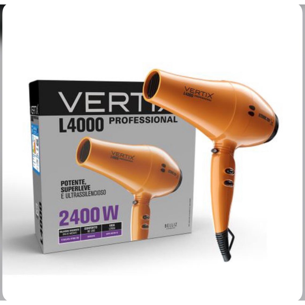 Secador de Cabelo Profissional Leve L4000 Atomic Ion Vertix Original
