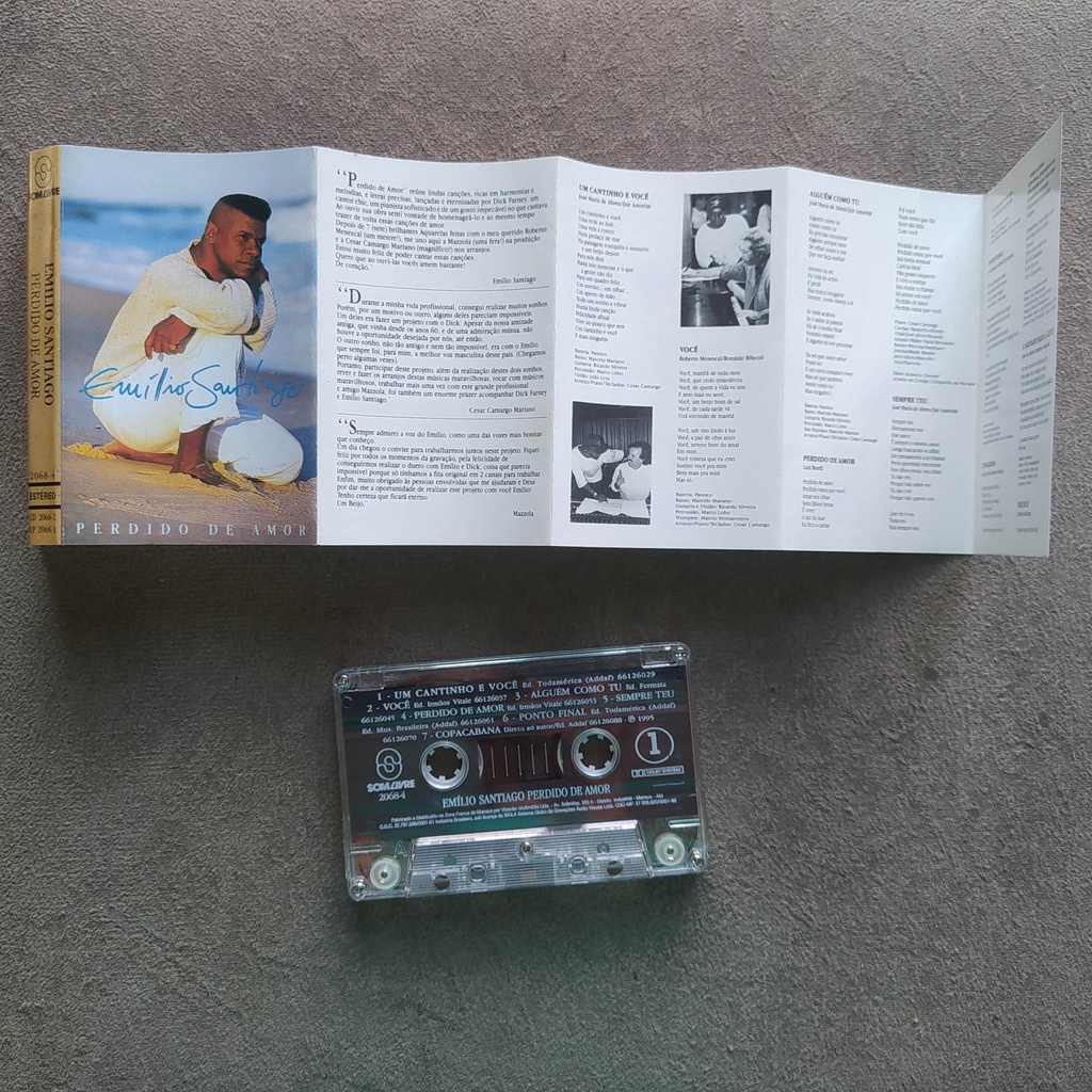 Fita k7 Emilio Santiago 1995 Perdido de Amor Som livre cassete