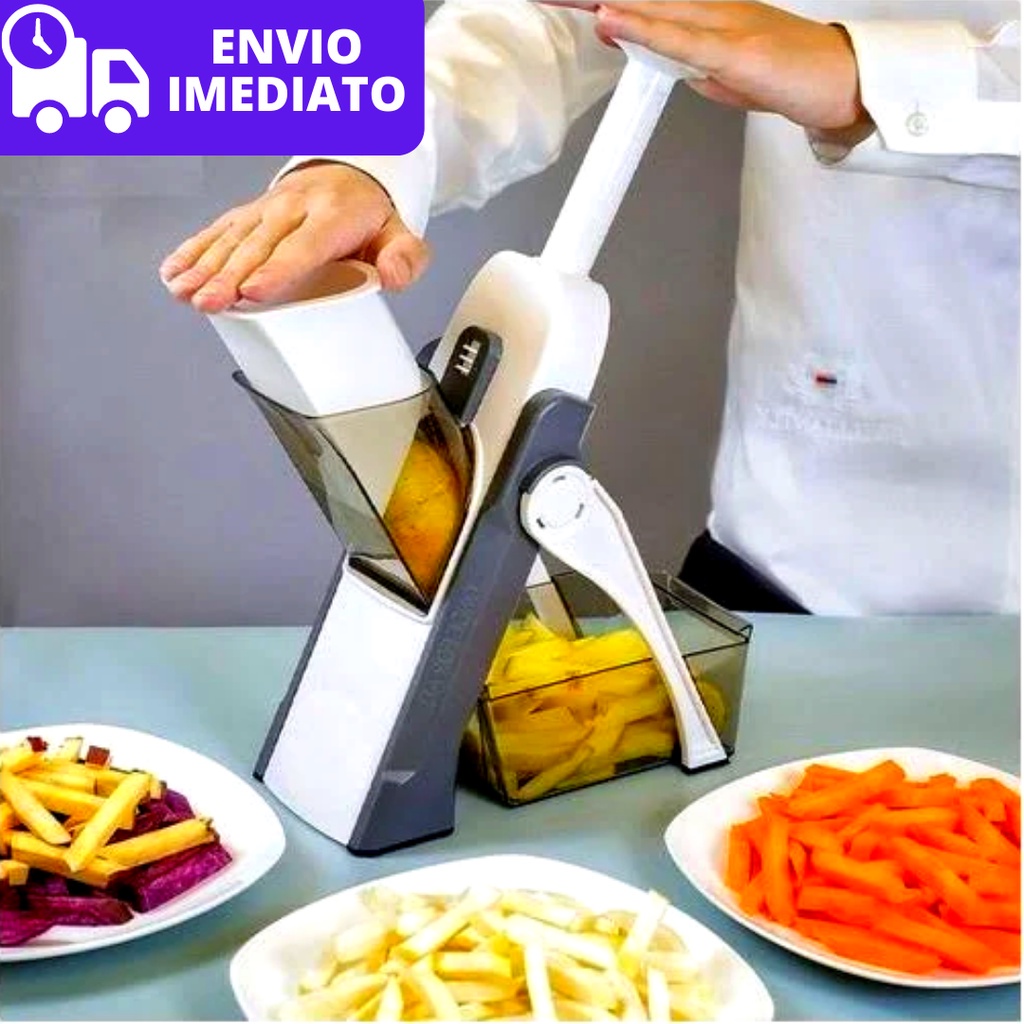 Cortador Fatiador Mandoline Multifuncional 5 Funções para Cortar Batata Legumes e Vegetais Food Chopper Inovador