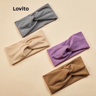 Lovito Faixas de Cabelo de Torção Larga Lisas e Casuais L17M375 (Caqui/Marrom/Cinza/Roxo)