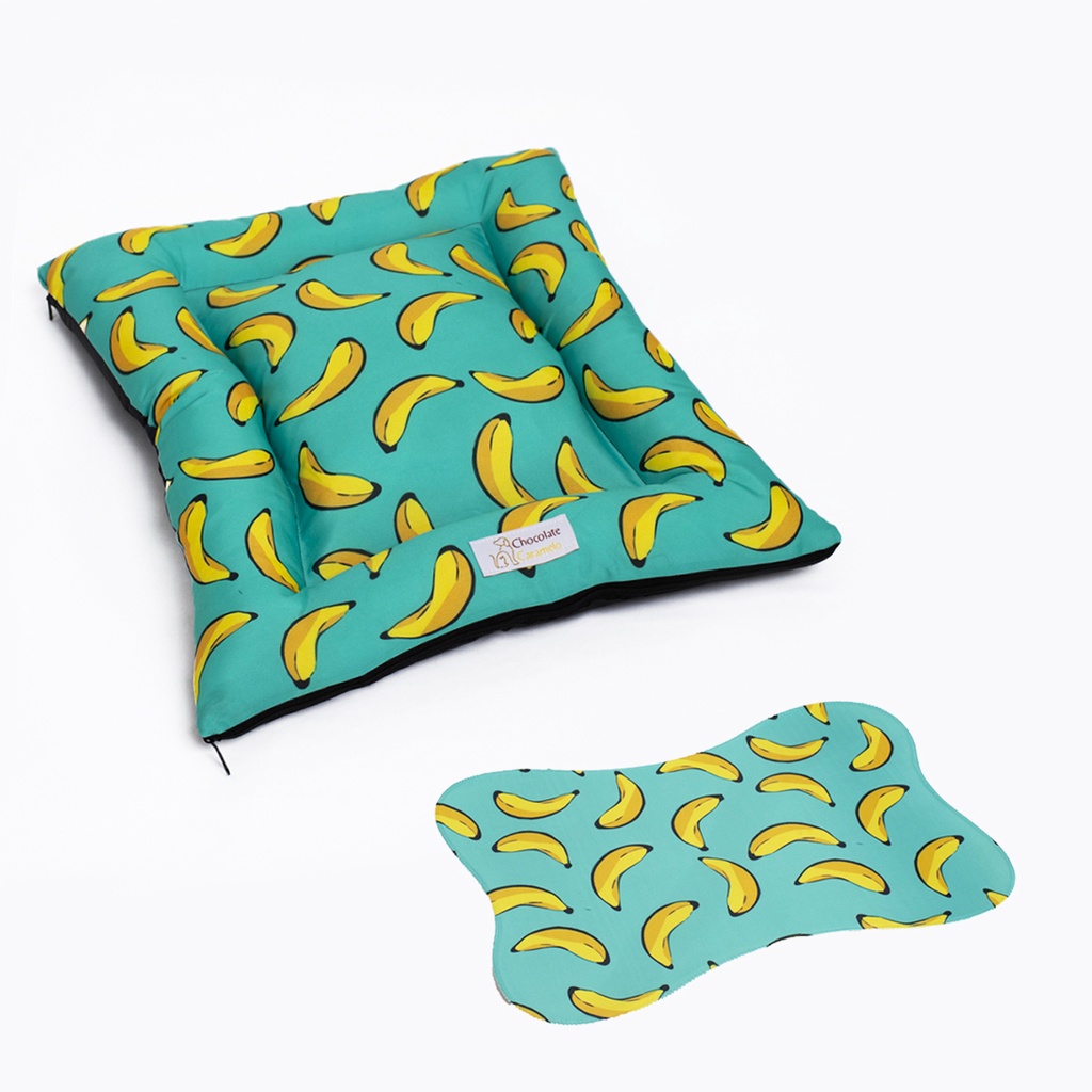 Kit Caminha Cama Pet + Tapete Higiênico para Comedouro Cachorro Gato Cães c/ Zíper Colchonete Cama G