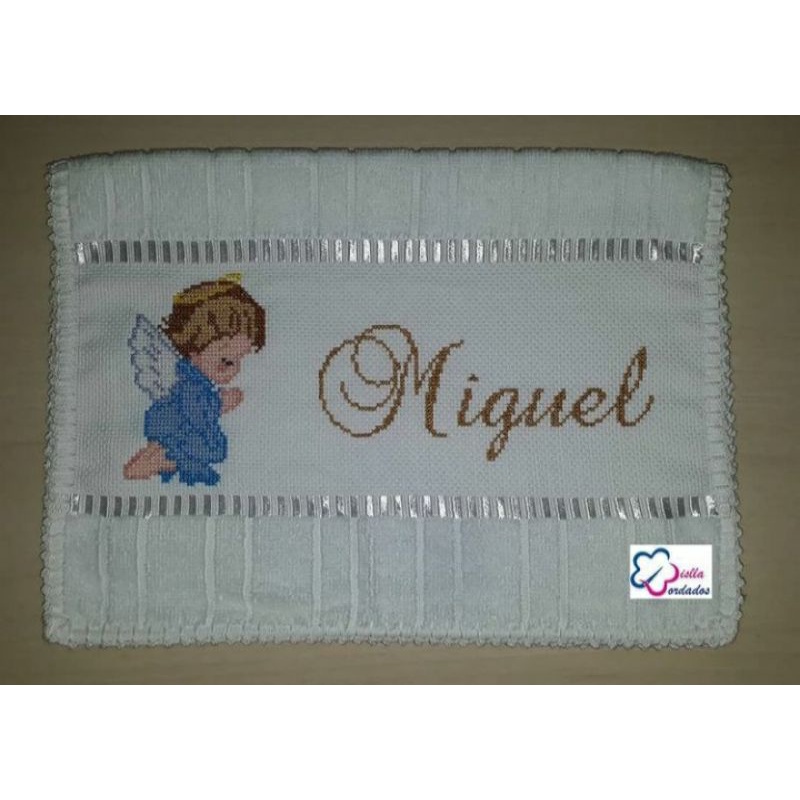 Toalha De Boca Pano De Boca Fralda De Boca Babete Dohler Personalizada Bordada A Mao Ponto Cruz Com Bainha De Croche Shopee Brasil