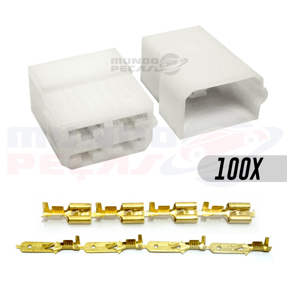 100 Conjuntos Conector 4 Vias Com Terminais (macho E Femea)