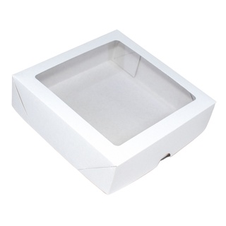 Caixa Para Presente Branca Visor 15x15x4 Tampa E Fundo 20 Unidades