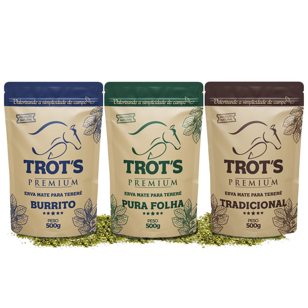 KIT 3 ERVA-MATE TERERÉ TROTS 500G- TRADICIONAL+ PURA FOLHA+ BURRITO