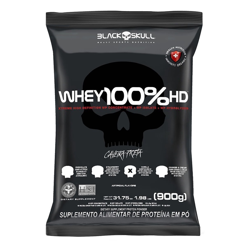 Whey 100% HD Baunilha Refil 900G - Black Skull