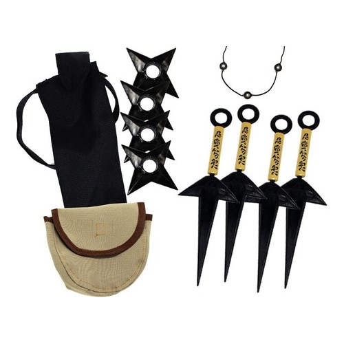 Kit Naruto 4 Kunai Minato 4 Shurikens Colar Porta Kunai Porta Shuriken kc003