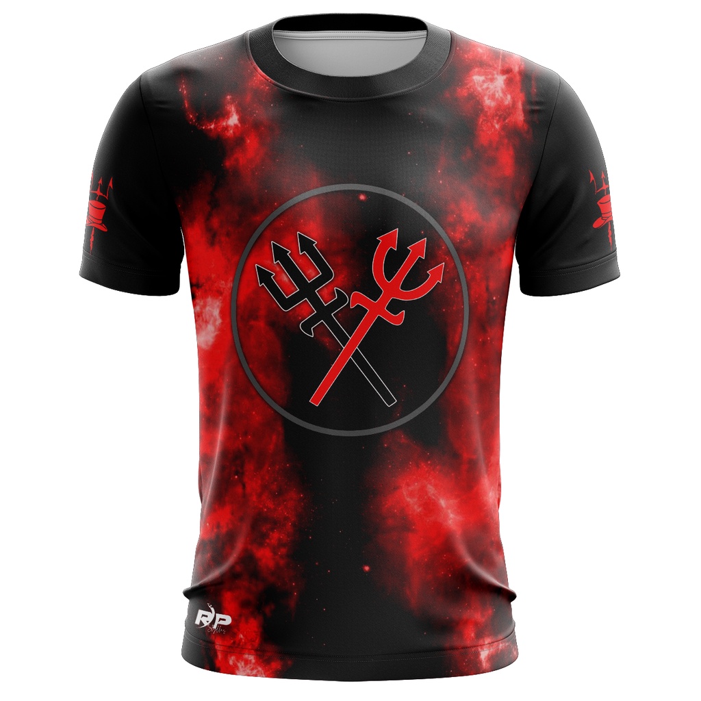 RP Styllus Exu Laroyê manchada de vermelho e preto tecido 100% Poliéster gola redonda preta em Oferta na Shopee